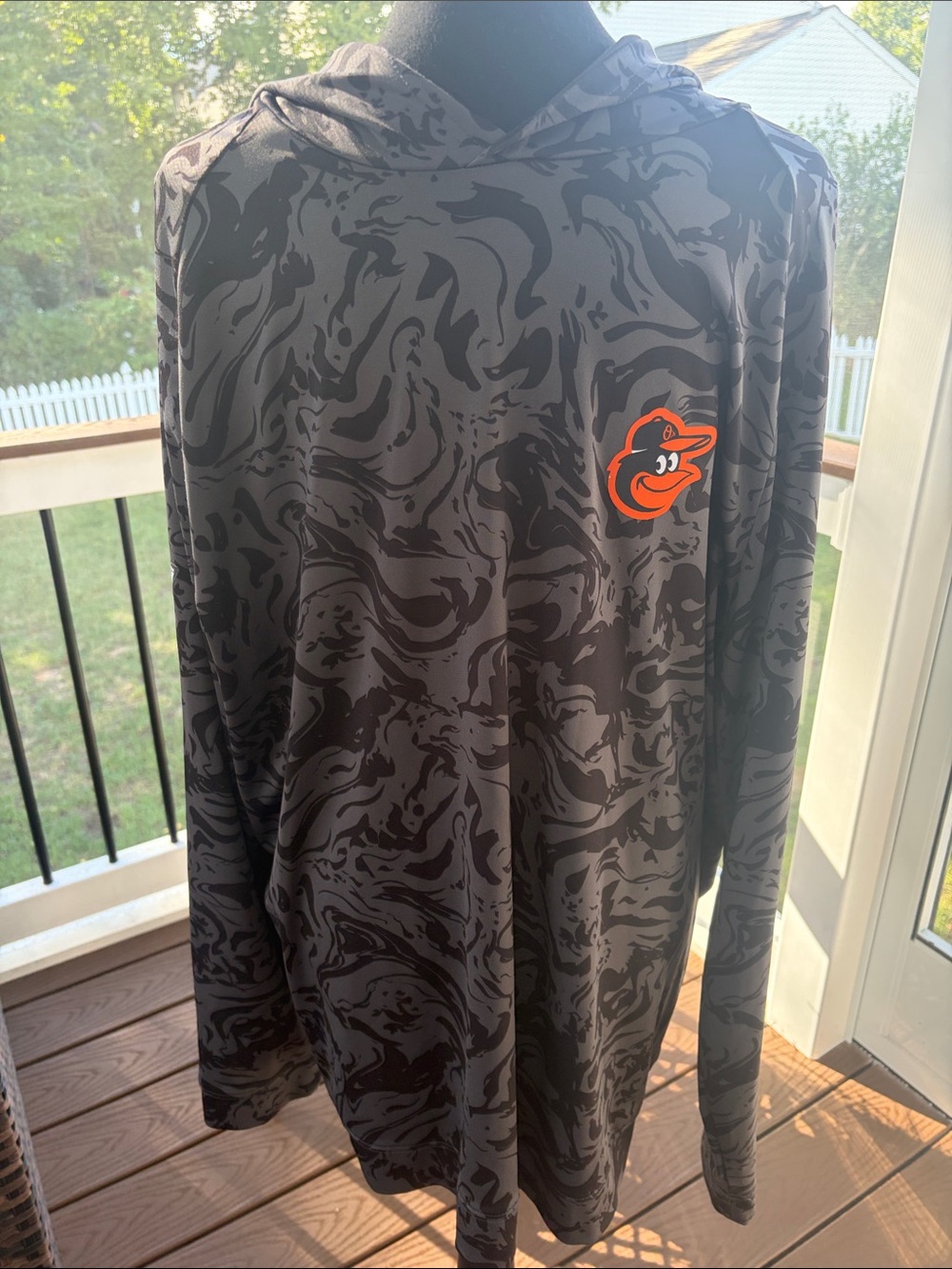 Baltimore Orioles Men's Black/Gray Camouflage Hooded Long-Sleeve Shirt
